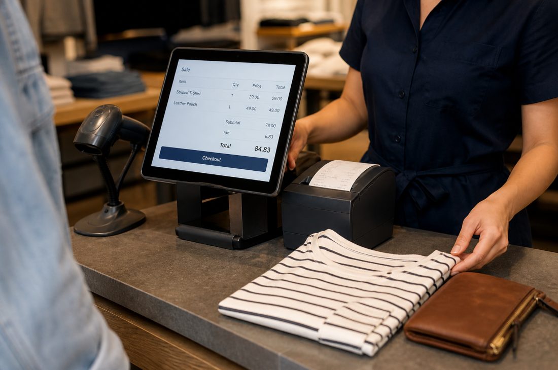Mağaza kasası: tablet POS, barkod okuyucu ve fiş yazıcı ile hızlı satış